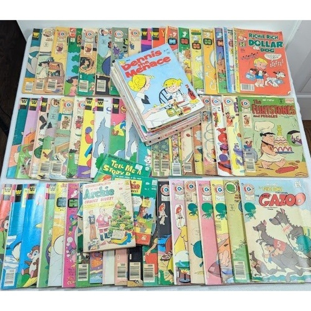 Vintage Comic Book Lot 70+ Flintstones Archie Disney Charlton Gold Key Harvey